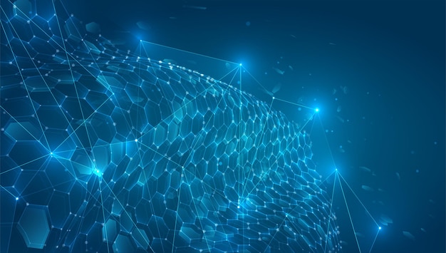Abstract vector background with hexagons. landscape of the virtual world. 3d design