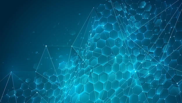 abstract vector background with hexagons. landscape of the virtual world. 3d design