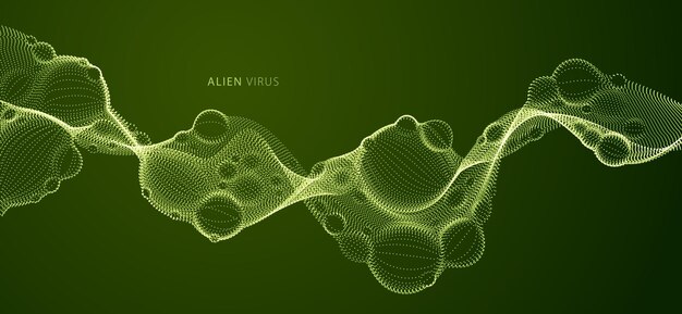 Abstract vector flowing wide wallpaper background. Biological mutation, microscopic virus, dotted particles shape, nano technology. Abstract flowing wide wallpaper background.