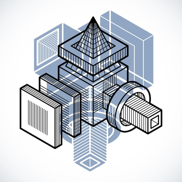 Abstract vector geometric form, 3D creative shape.