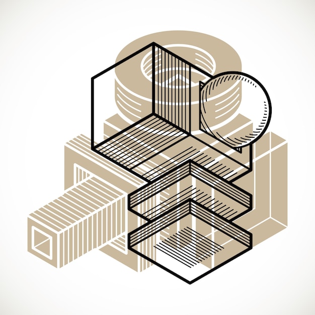 Abstract vector geometric form, 3D creative shape.