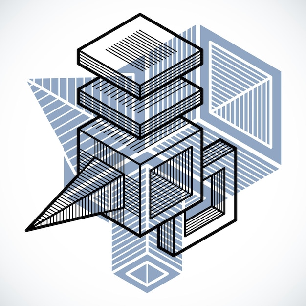 Abstract vector geometric form, 3D polygonal shape.