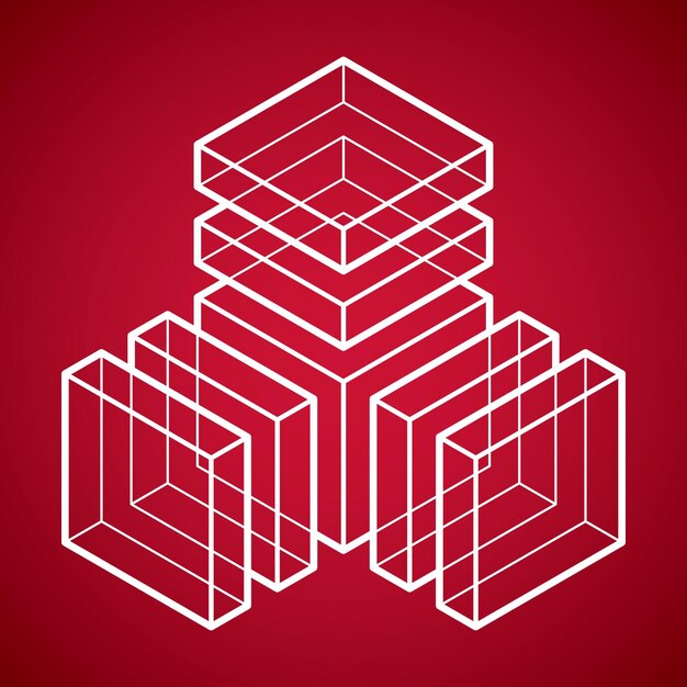 Abstract vector geometric form, 3D polygonal shape.