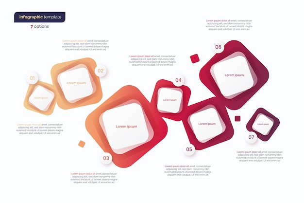 abstract vector gradient minimalistic infographic template composed of rounded squares