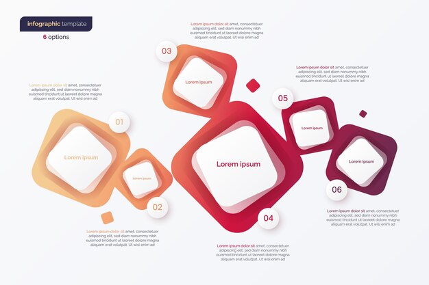 abstract vector gradient minimalistic infographic template composed of rounded squares