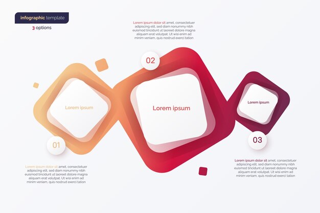 abstract vector gradient minimalistic infographic template composed of rounded squares