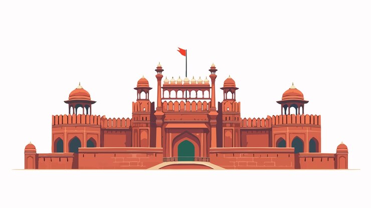 Abstract Vector Illustration of Red Fort Design