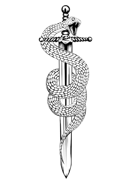 Abstract vector illustration sword with snake
