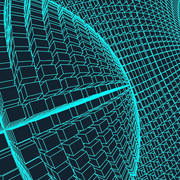 Abstract vector landscape background Cyberspace landscape grid 3d technology vector illustration