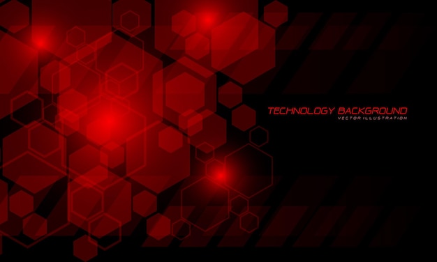 Abstract vector technology red hexagon geometric futuristic black design modern creative background