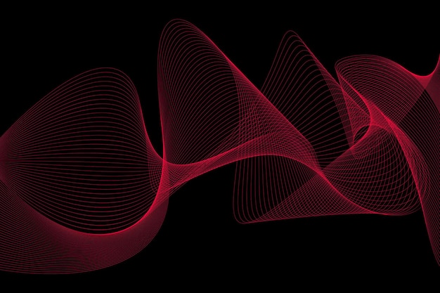 abstract vector wavy red lines on black background. abstract vector background.