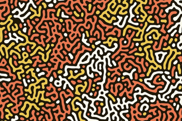 Abstract vector with a vibrant orange organic maze resembling biological structures