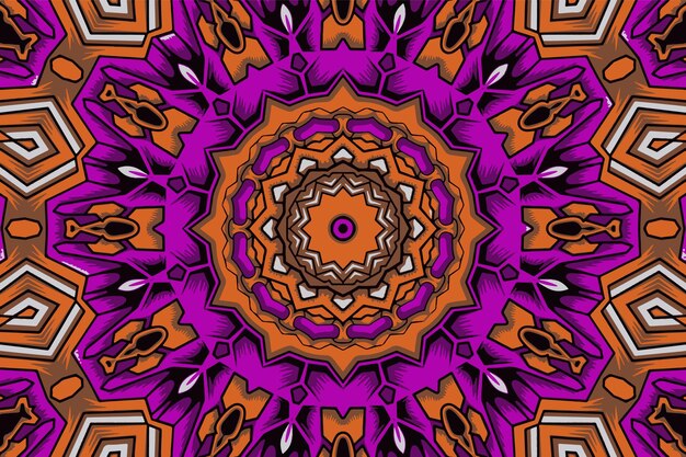 Abstract vintage decorative mandala geometric design vector boho psychedelic design background