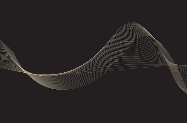 Abstract wave background Golden line isolated black background Element for design