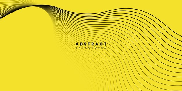 Abstract wave black lines on yellow background design Vector illustration