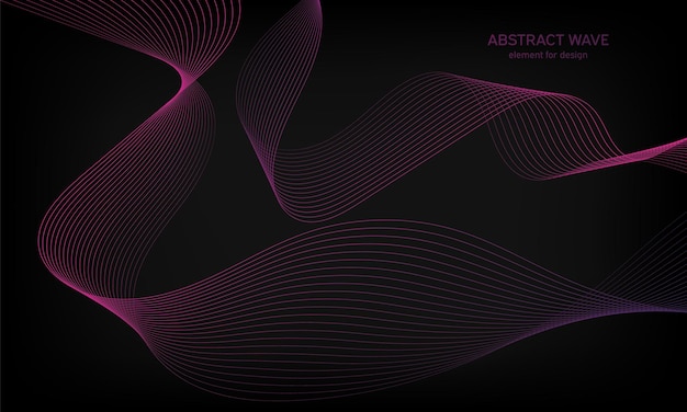 Abstract wave element for design Colorful gradient shiny waves with lines