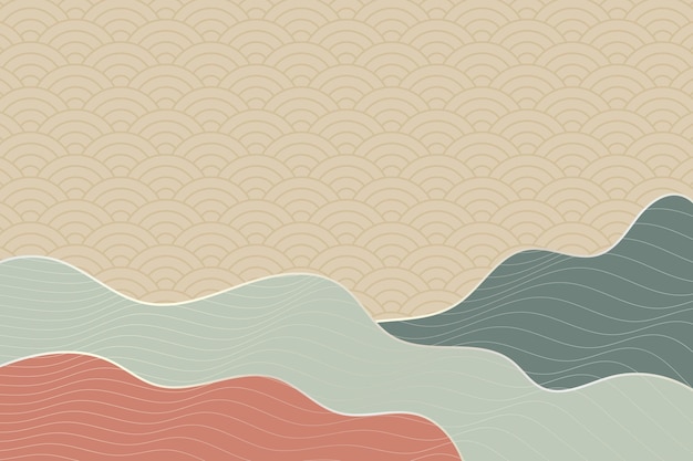abstract wave style background with geometric japanese pattern and wavy striped lines