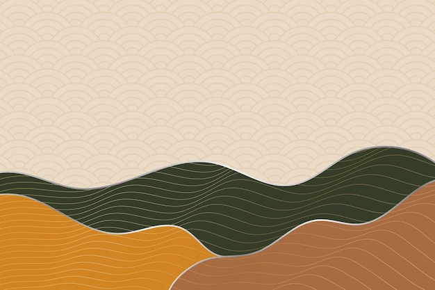 abstract wave style background with geometric japanese pattern and wavy striped lines