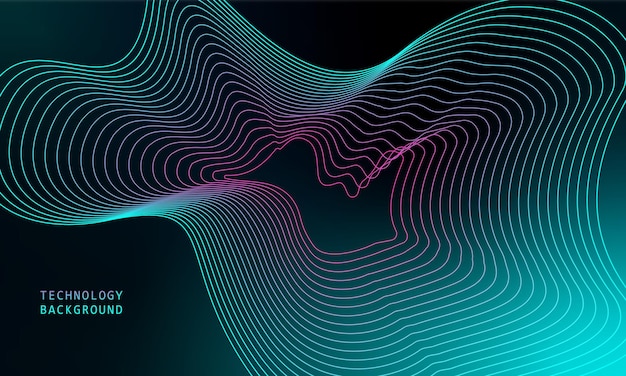 Abstract wave technology background with blue light smooth and flow