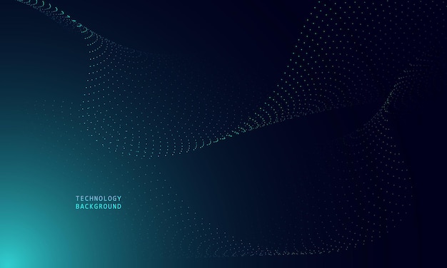 Abstract wave technology background with blue light smooth and flow