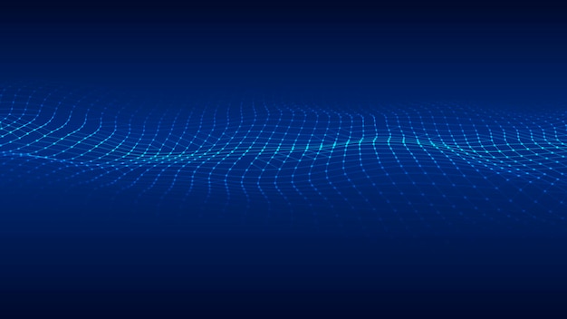 Abstract wave with moving dots Flow of particles Cyber technology illustration