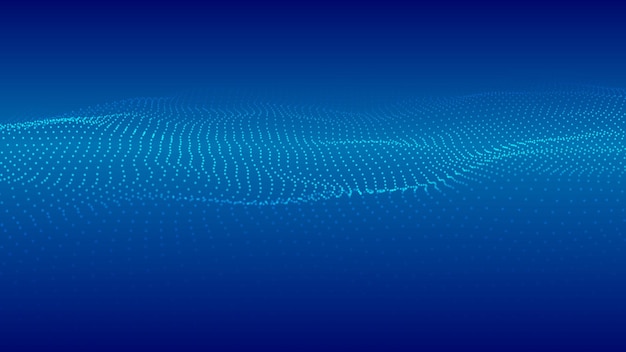 abstract wave with moving dots flow of particles vector cyber technology illustration