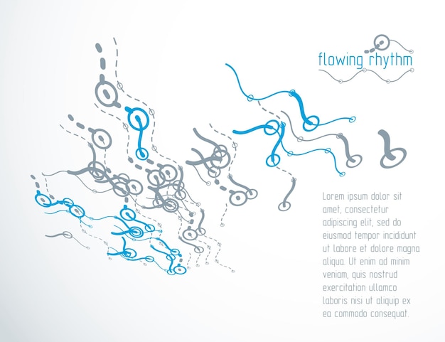 Abstract wavy lines rhythm pattern for use in graphic and web design. Vector technology flyer template.