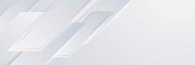 Abstract white and gold luxury banner background