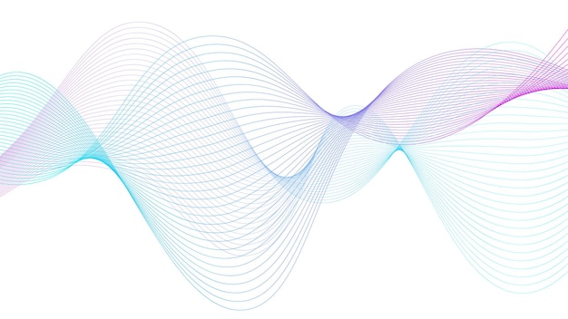 Abstract white background with colorful waves line