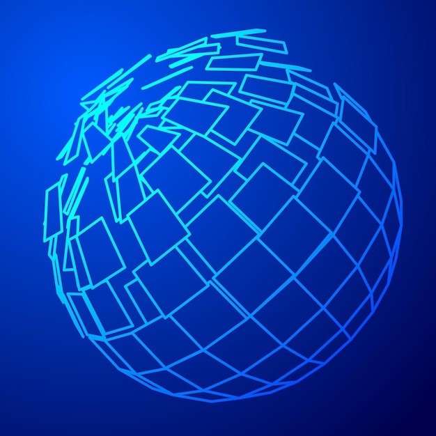 abstract wireframe sphere vector technology background connection design template