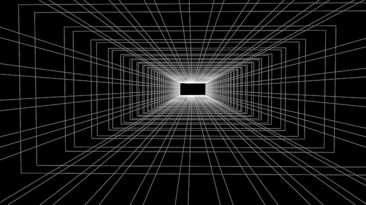 Vektor abstract wireframe tunnel vector wormhole 3d portal grid futuristic fantasy funnel