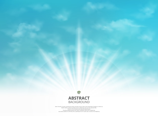 abstraction of summer sun light effect on soft gradient green blue sky with clouds 