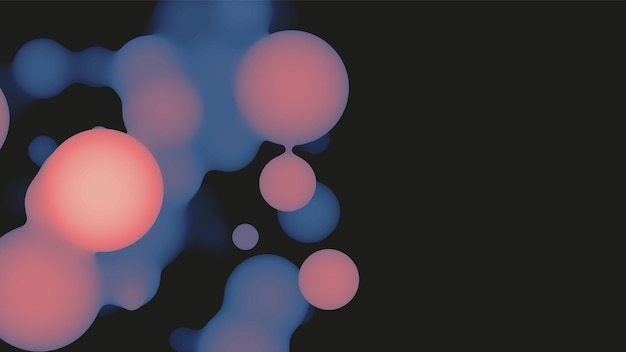 Abstrakt 3D flydende metaball form med violette kugler. Synthwave flydende pastel organiske dråber med gradientfarve.