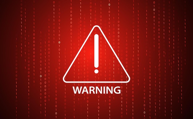 Abstrakt advarsel og advarsel trekant symboler Binær rød baggrund Hack advarsel koncept cyber
