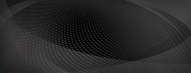 Abstrakt baggrund lavet af kurver og halftone prikker i sorte og grå farver