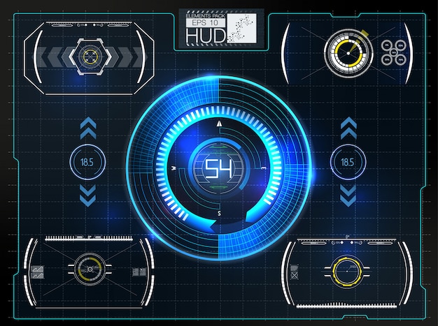 Abstrakt baggrund med forskellige elementer af HUD'en.