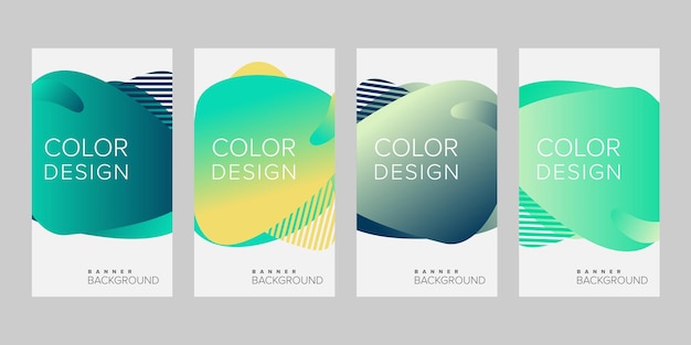 Abstrakt baggrunds banner gradient farvedesign vektor, lodret banner-sæt