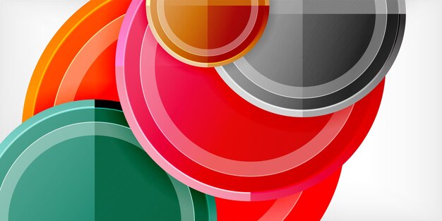 Abstrakt bakgrund med mångfärgade cirklar, trendig minimal geometrisk designvektorillustration