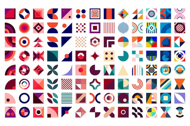 Abstrakt Bauhaus geometriskt mönster bakgrund vektorcirkel