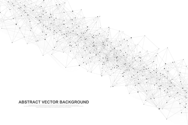 Abstrakt Big Data visualisering digital netværksforbindelse koncept baggrund. Kunstig intelligens og ingeniørteknologi. Globalt netværk, Linjer plexus, minimal array. Vektorillustration.