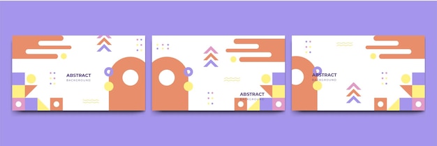Abstrakt färgglad Memphis platt geometrisk former bakgrund Abstrakt komposition med linjer kvadratisk punkt triangel cirkel och vågig platt stil Design för affischpresentation kort omslag banner