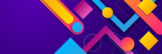 Abstrakt farverig polygon banner design skabelon. Farverigt tech-webbanner med geometriske former som baggrund og gradientfarver. Vektorgrafik banner mønster præsentationsbaggrund