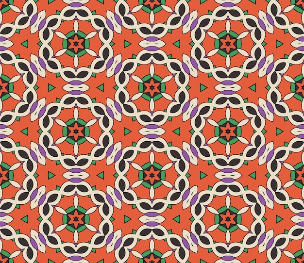 Abstrakt farverigt doodle blomst sømløst mønster. Blomsterbaggrund. Mosaik, flise
