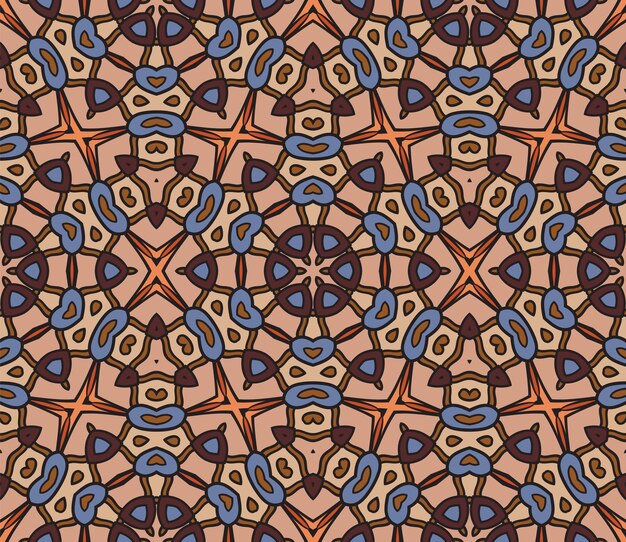 Abstrakt farverigt doodle geometrisk blomster sømløst mønster. Blomsterbaggrund. Mosaik