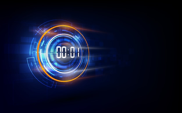 Abstrakt futuristisk teknologi-baggrund med digitalt nummer-timer-koncept og nedtælling