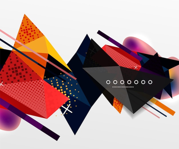 Abstrakt geometrisk bakgrund polygonala triangelelement linjer och materialtexturer holografiska element Vektor modern abstrakt mall