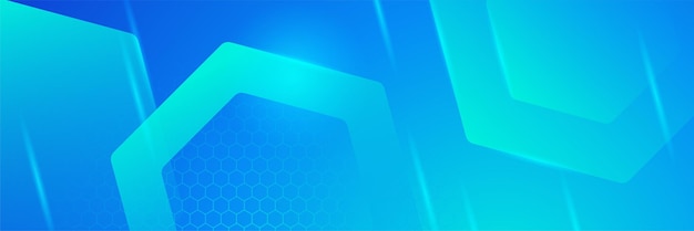 Abstrakt geometrisk blåt bredt baggrundsbanner layoutdesign. Banner til virksomhedspræsentation med blå geometrisk form. Blåt abstrakt vektorlangt banner. Minimal baggrund med kopiplads til tekst