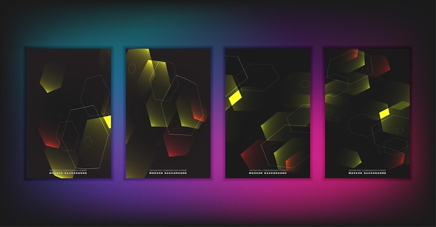 Abstrakt geometrisk komposition skaber en moderne baggrund med dekorative trekanter og mønstre. Vektorillustrationssæt.