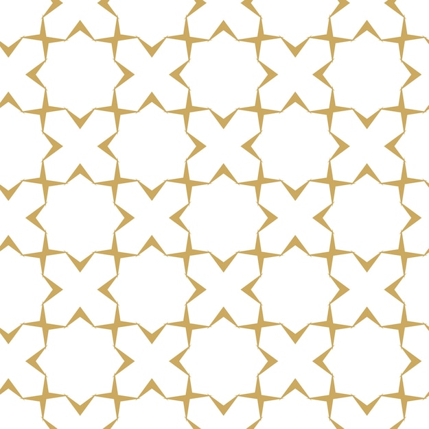 Abstrakt geometrisk mønster med firkanter, kryds, striber og linjer. Sømløs vektor baggrund. Hvidt og gyldent ornament. Moderne retikulært grafisk design
