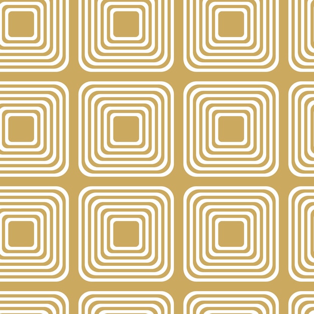 Abstrakt geometrisk mønster med kvadrater striber linjer Sømløs baggrund Hvidt og guldfarvet ornament